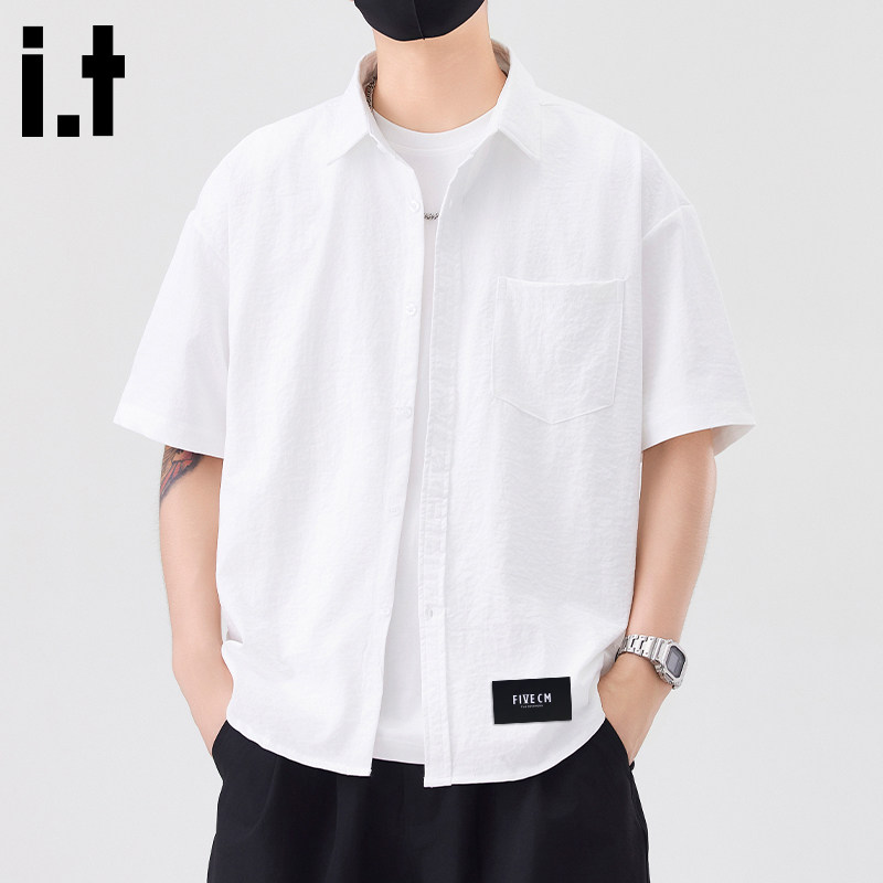 it :5cm/FIVECM冰丝短袖衬衫男士2026夏季新款白色衬衣高级感潮B