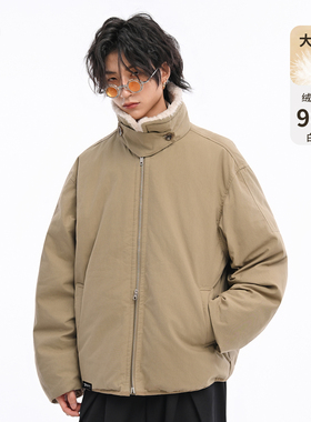 it :5cm/FIVECM复古卡其羊羔毛领羽绒服男款冬加厚保暖白鸭绒外套