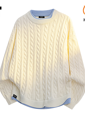 it :5cm/FIVECM时尚假两件毛衣男款2025秋冬季慵懒风加绒保暖上衣