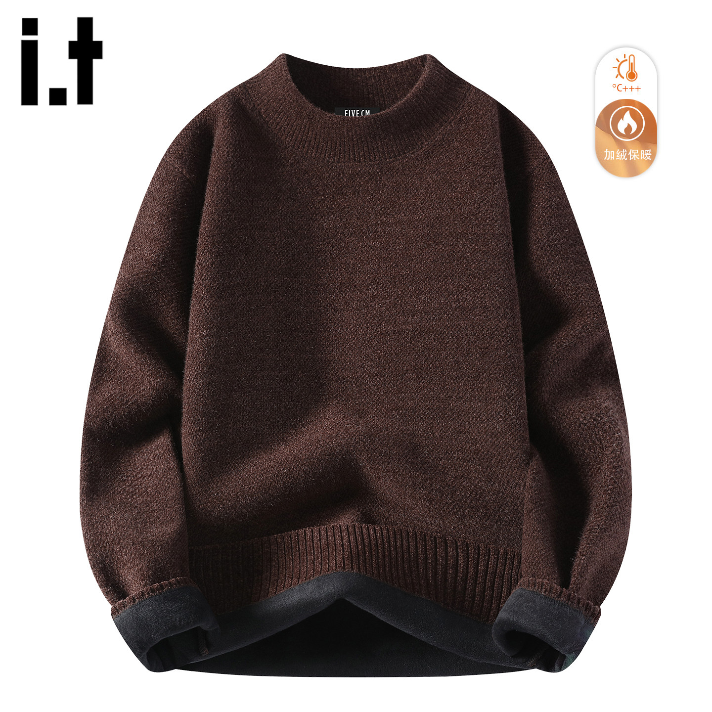 it :5cm/FIVECM美式复古圆领毛衣男士2025冬季加绒保暖套头针织衫,男装,针织衫/毛衣,淘宝优惠券,粉丝福利购,淘宝优惠卷