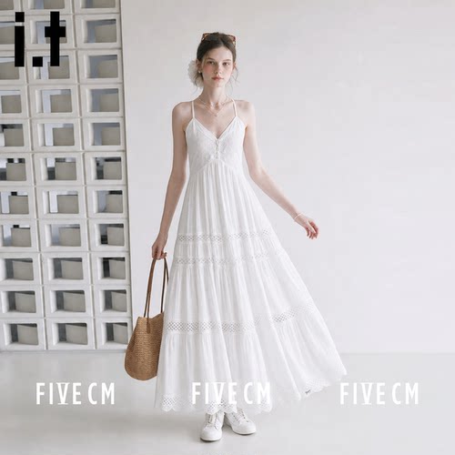 itFIVECM法式夏季白色连衣裙