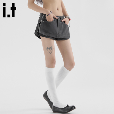 灰色短款半身裙裙裤女2025新款