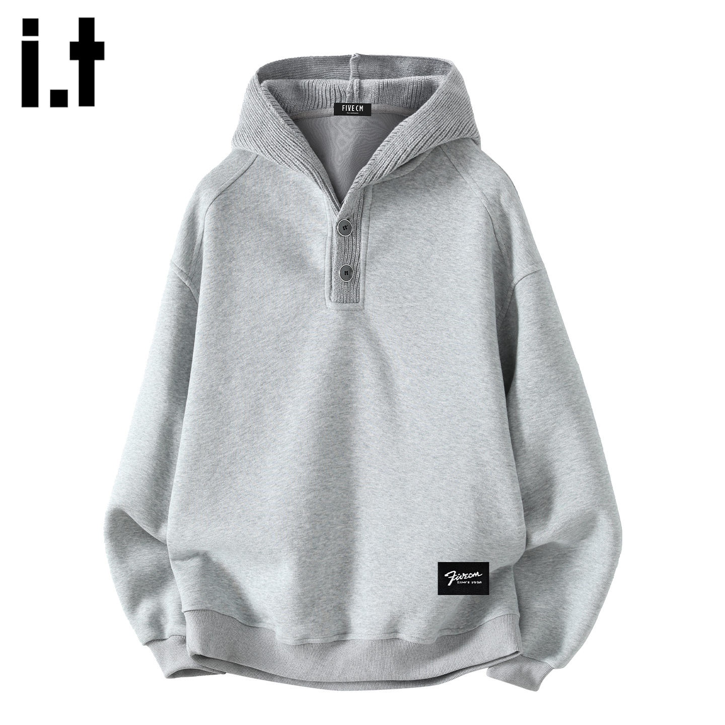 潮流设计拼接套头连帽卫衣