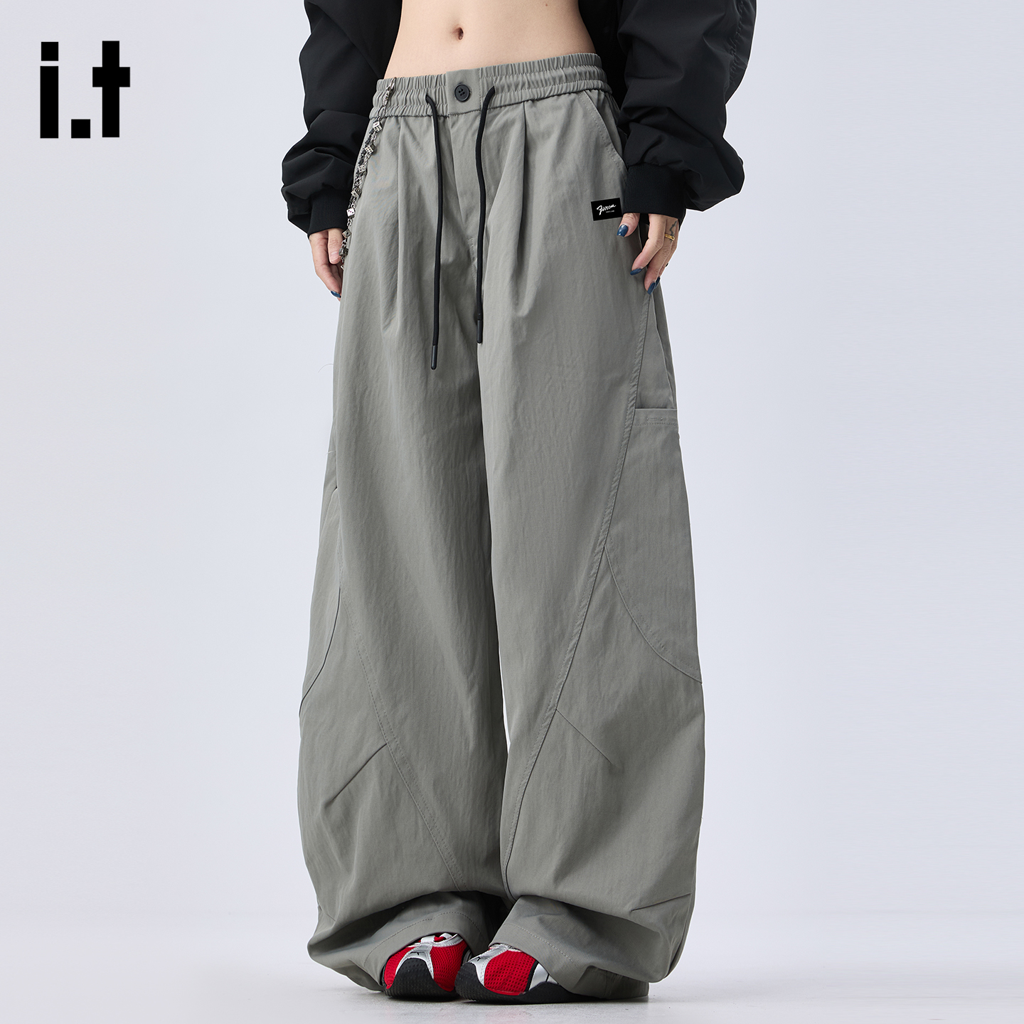 it :5cm/FIVECM阔腿裤工装裤美式复古男女同款宽松弯刀秋冬季潮牌
