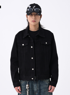 it :5cm/FIVECM黑色时尚短款工装牛仔外套男款2025新款秋夹克上衣