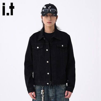it :5cm/FIVECM黑色时尚短款工装牛仔外套男款2025新款秋夹克上衣