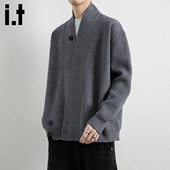 外套 毛衣男复古宽松慵懒情侣针织衫 5cm FIVECM老钱风纽扣开衫