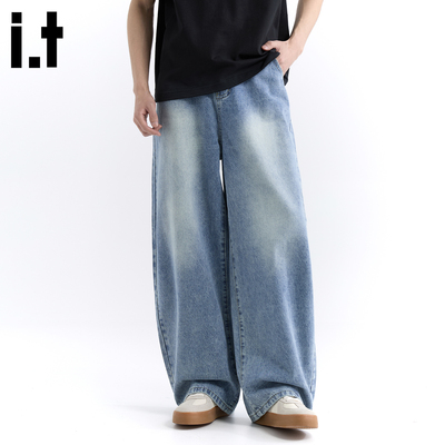 IT'S5cm美式简约蓝色牛仔裤