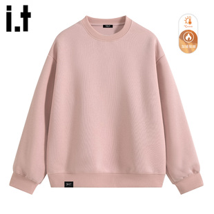 秋冬季 FIVECM粉色加绒加厚卫衣男女2025新款 宽松圆领上衣 5cm