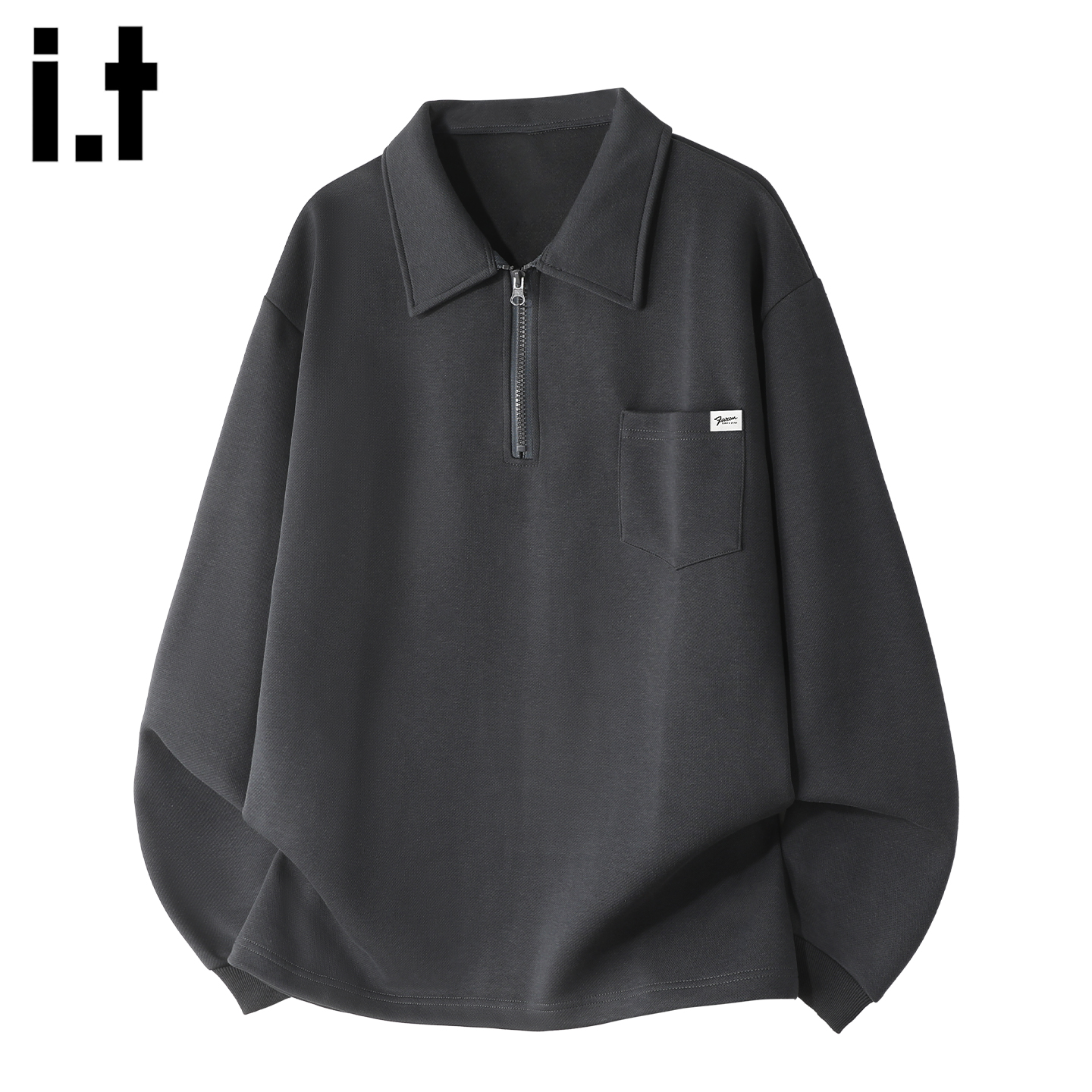 时尚拉链半开领polo领卫衣