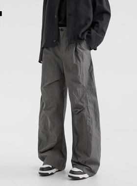 it :5cm/FIVECM灰色速干休闲裤男女宽松薄款阔腿裤2025高级感长裤