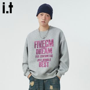 it :5cm/FIVECM2026春季高级感潮牌上衣重磅套头圆领纯色卫衣男士