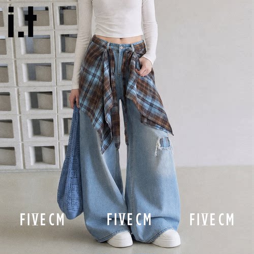 itFIVECM高腰慵懒宽松拖地长裤