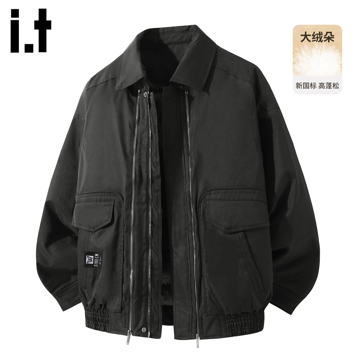 it5cm美式翻领工装羽绒服