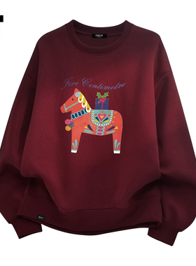 it :5cm/FIVECM马年红色卫衣男女同款2026春季新款百搭圆领卫衣