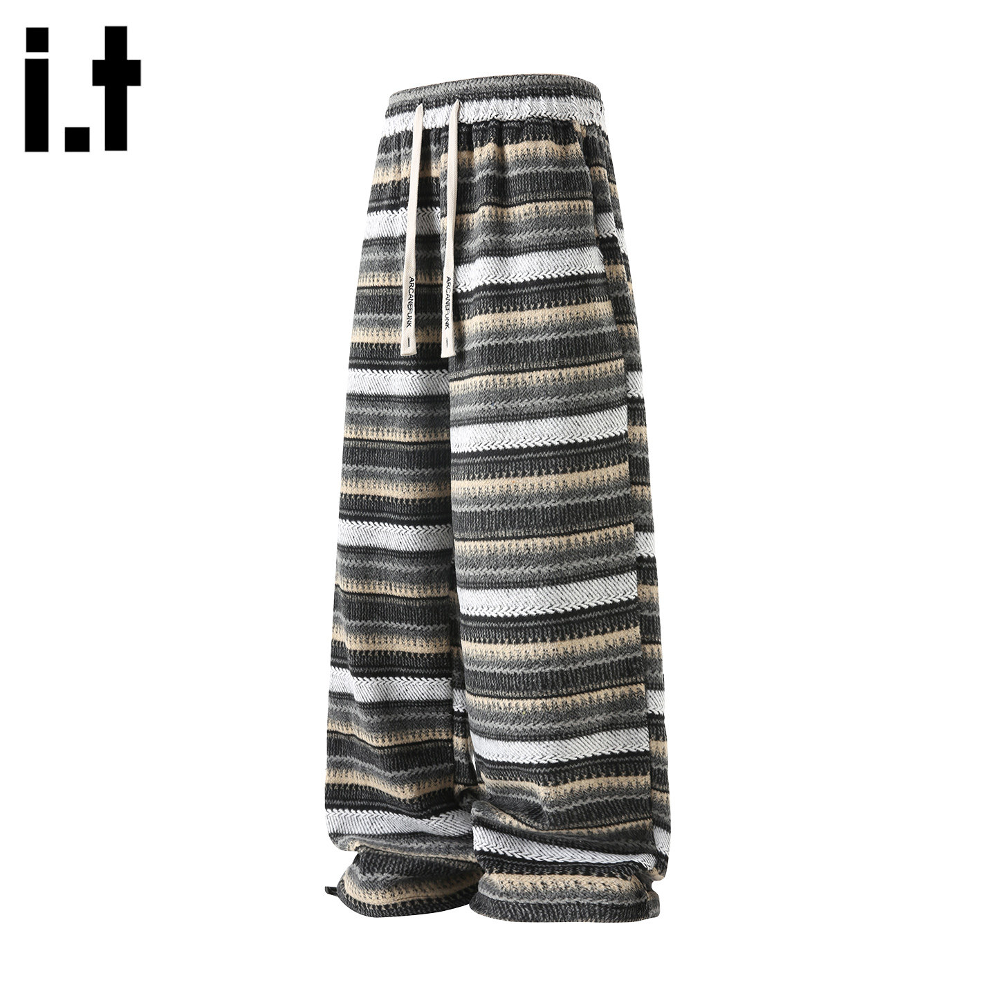 it :5cm/FIVECM时尚条纹设计感毛呢裤男2025新款休闲宽松直筒长裤,男装,休闲裤,淘宝优惠券,粉丝福利购,淘宝优惠卷