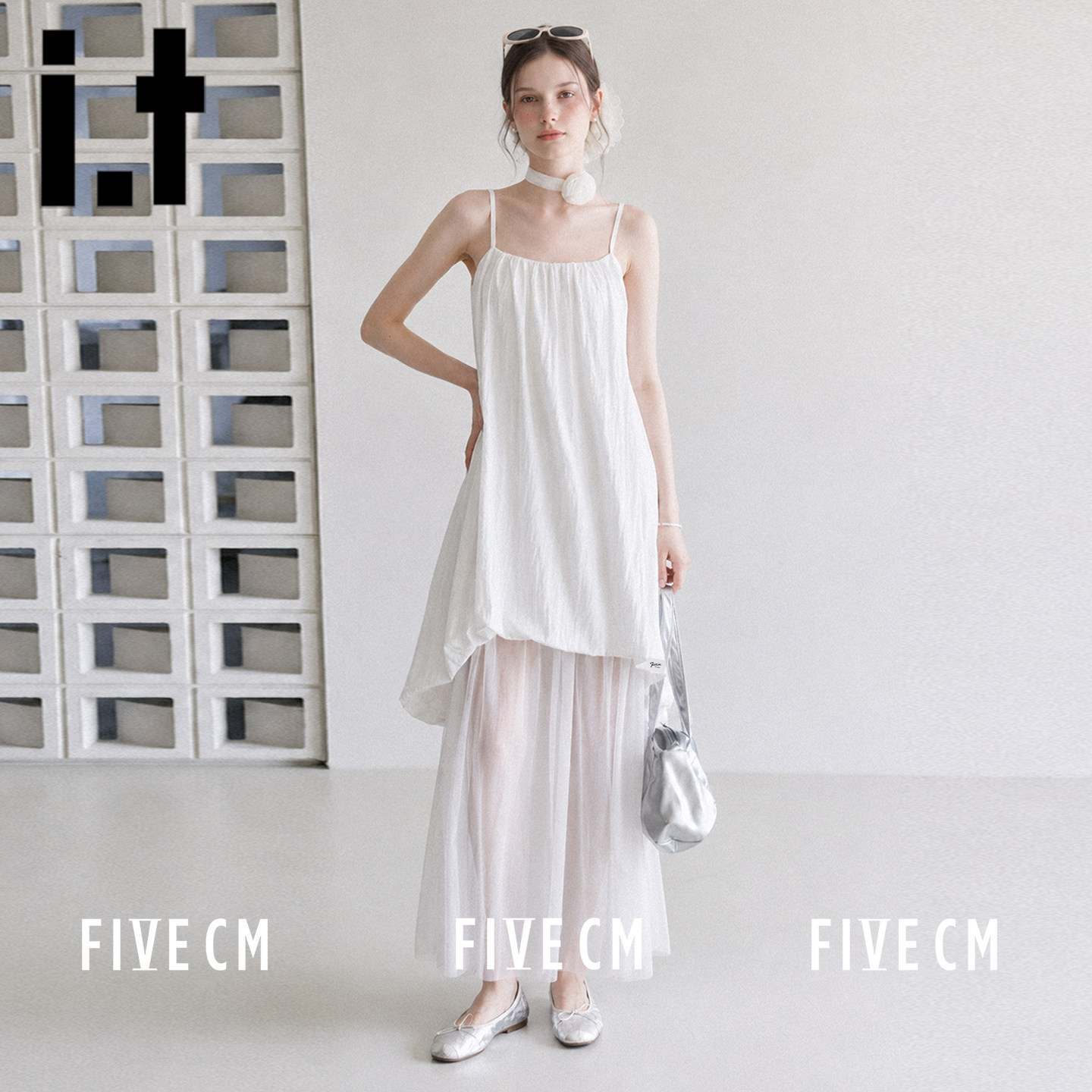 itFIVECM莱赛尔纯色吊带连衣裙