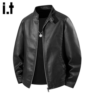 it :5cm/FIVECM黑色pu皮皮衣夹克男款2025新款秋冬机车服防风外套