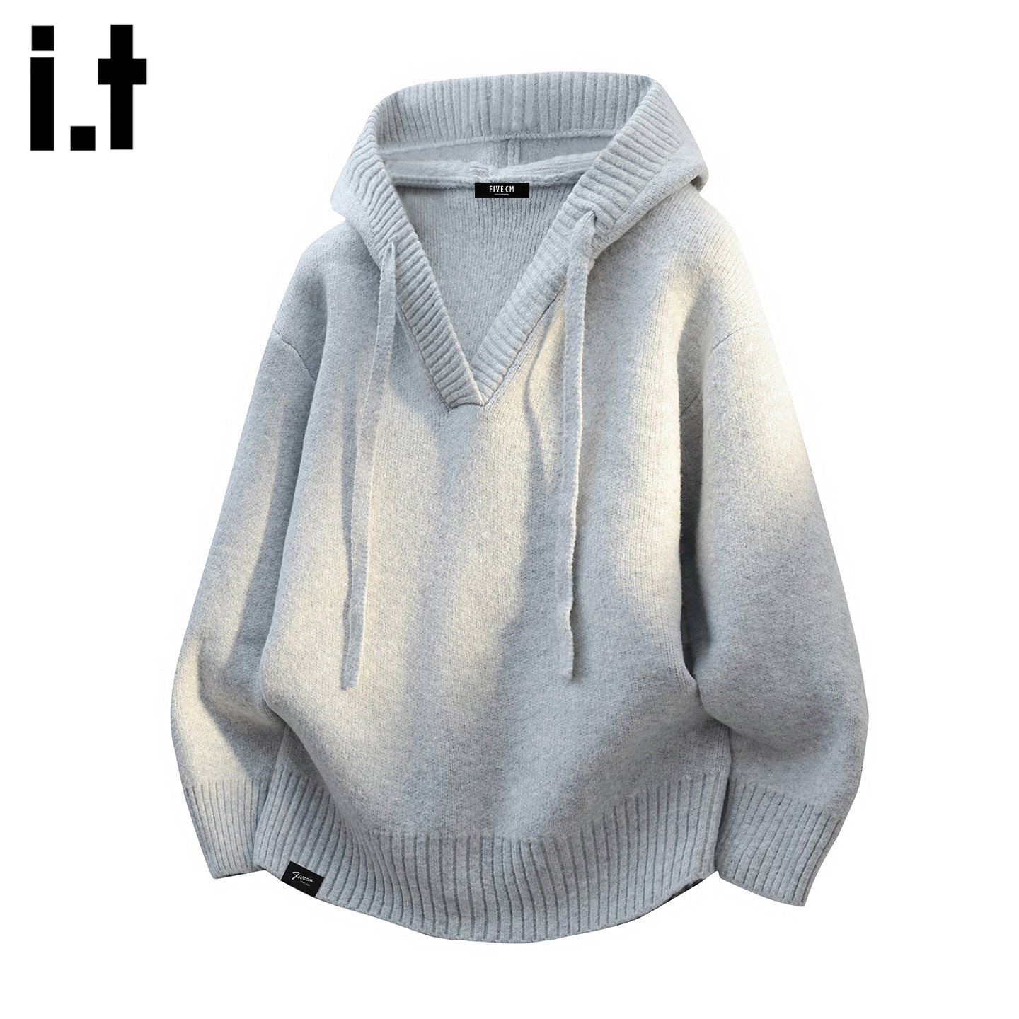 时尚灰色连帽针织毛衣男款