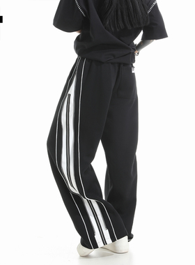 it :5cm/FIVECM拉链条纹休闲裤男女2025美式潮流夏季直筒宽松长裤