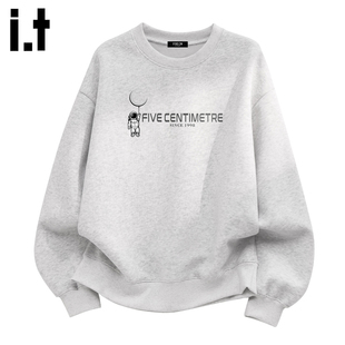it :5cm/FIVECM美式高街圆领卫衣男春季宽松重磅休闲无帽套头上衣