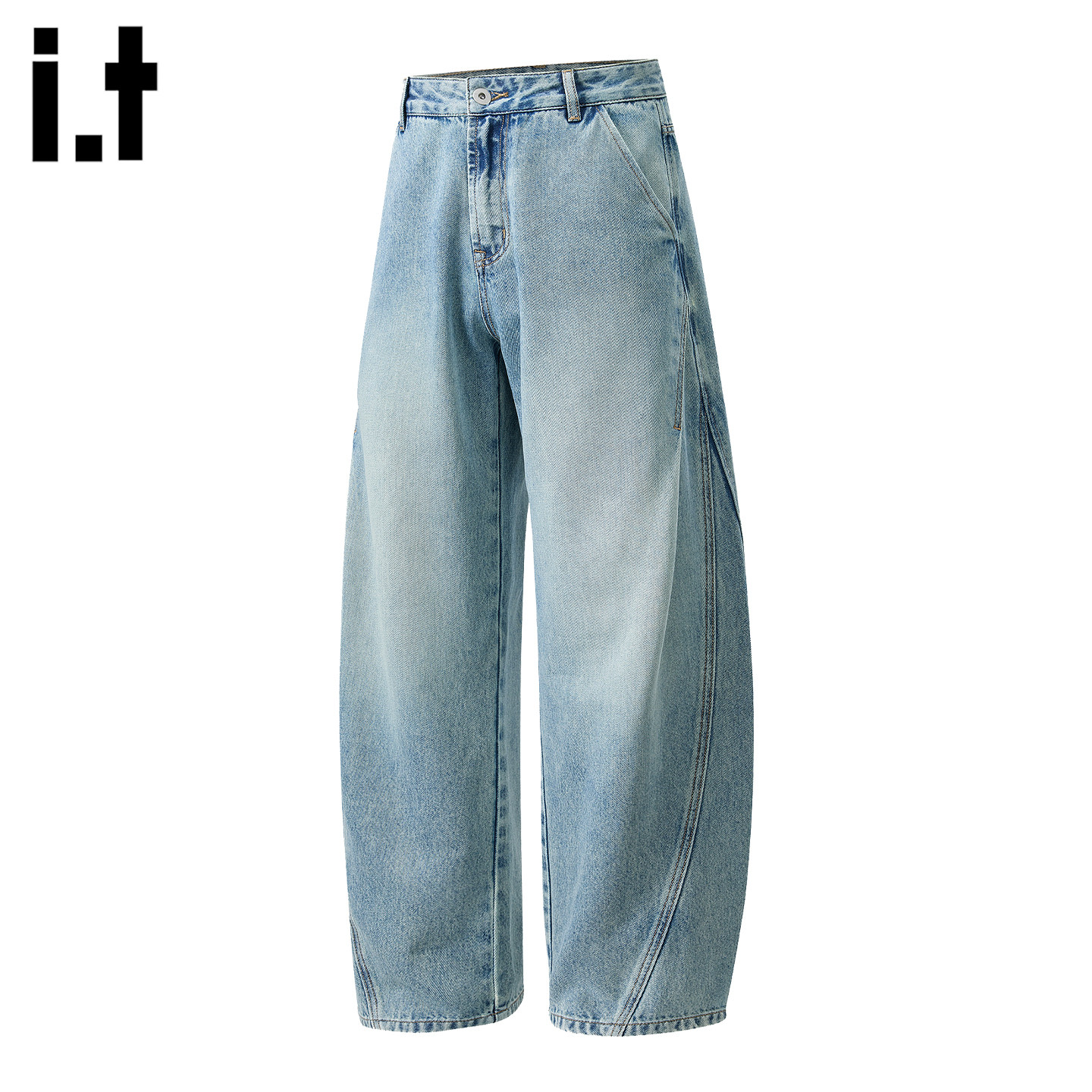 it :5cm/FIVECM复古弯刀牛仔裤男士直筒宽松大码美式休闲阔腿裤子