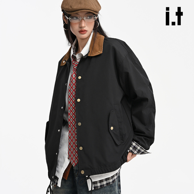 it :5cm/FIVECM美式复古卡哈特拼色翻领飞行员夹克痞帅宽松外套潮