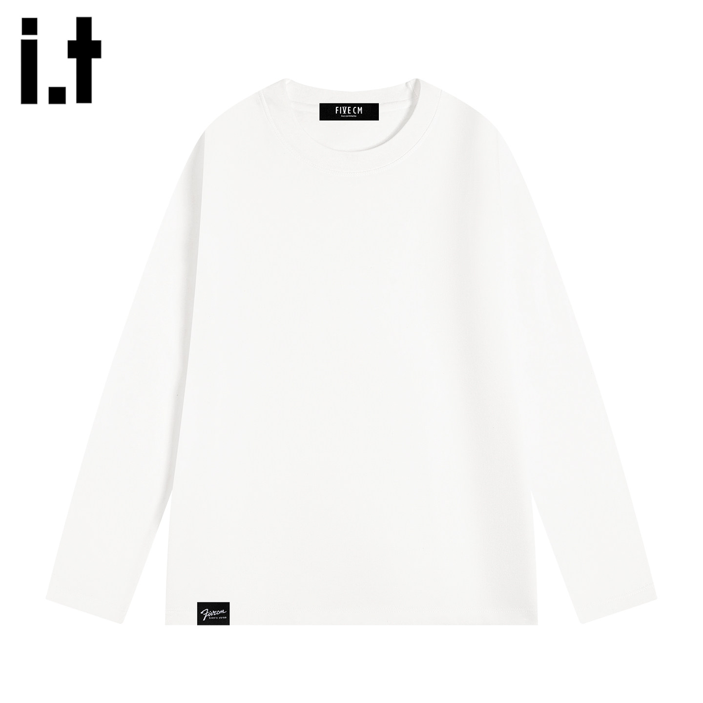 it :5cm/FIVECM高级感白色圆领长袖t恤女2026春秋季宽松正肩上衣