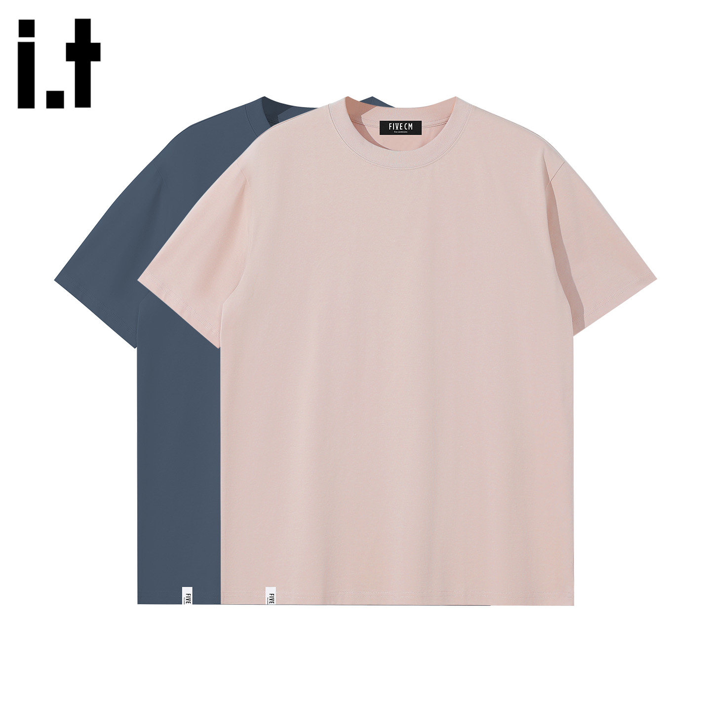 it：5cm/FIVECM纯色基础款宽松t恤夏季男女2025新款圆领情侣上衣