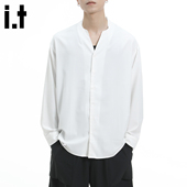 5cm 男女款 FIVECM白色薄款 长袖 V领衬衫 2025夏季 潮流宽松上衣