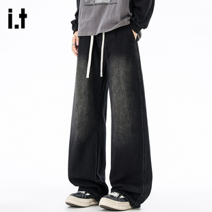it :5cm/FIVECM美式复古微喇牛仔裤男款2026新款直筒阔腿水洗长裤