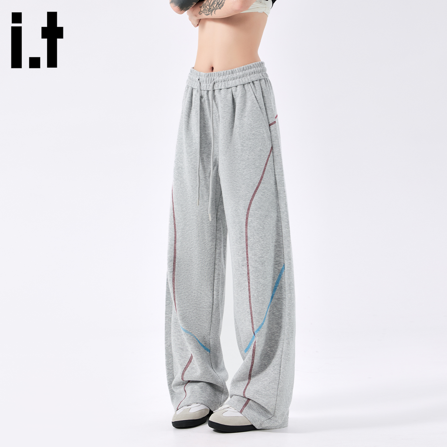 it5cm/5cm灰色抽绳休闲卫裤