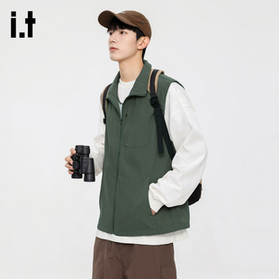 it :5cm/FIVECM日系复古工装马甲男春季潮流宽松坎肩痞帅背心外套