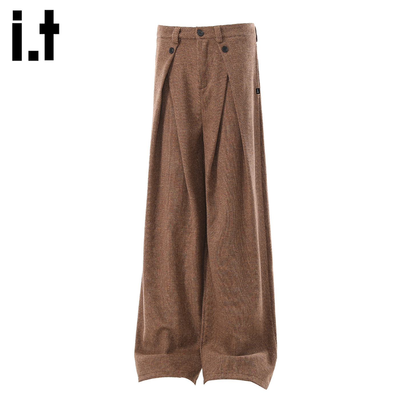 it :5cm/FIVECM老钱风西裤男女慵懒松弛感宽松阔腿复古纽扣休闲裤