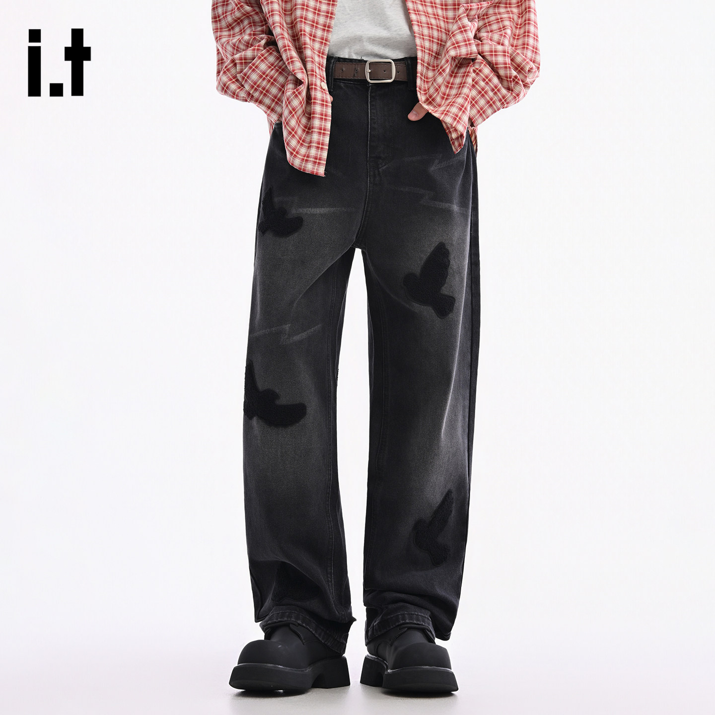 it :5cm/FIVECM和平鸽宽松直筒牛仔裤男士2025秋冬高级感阔腿长裤