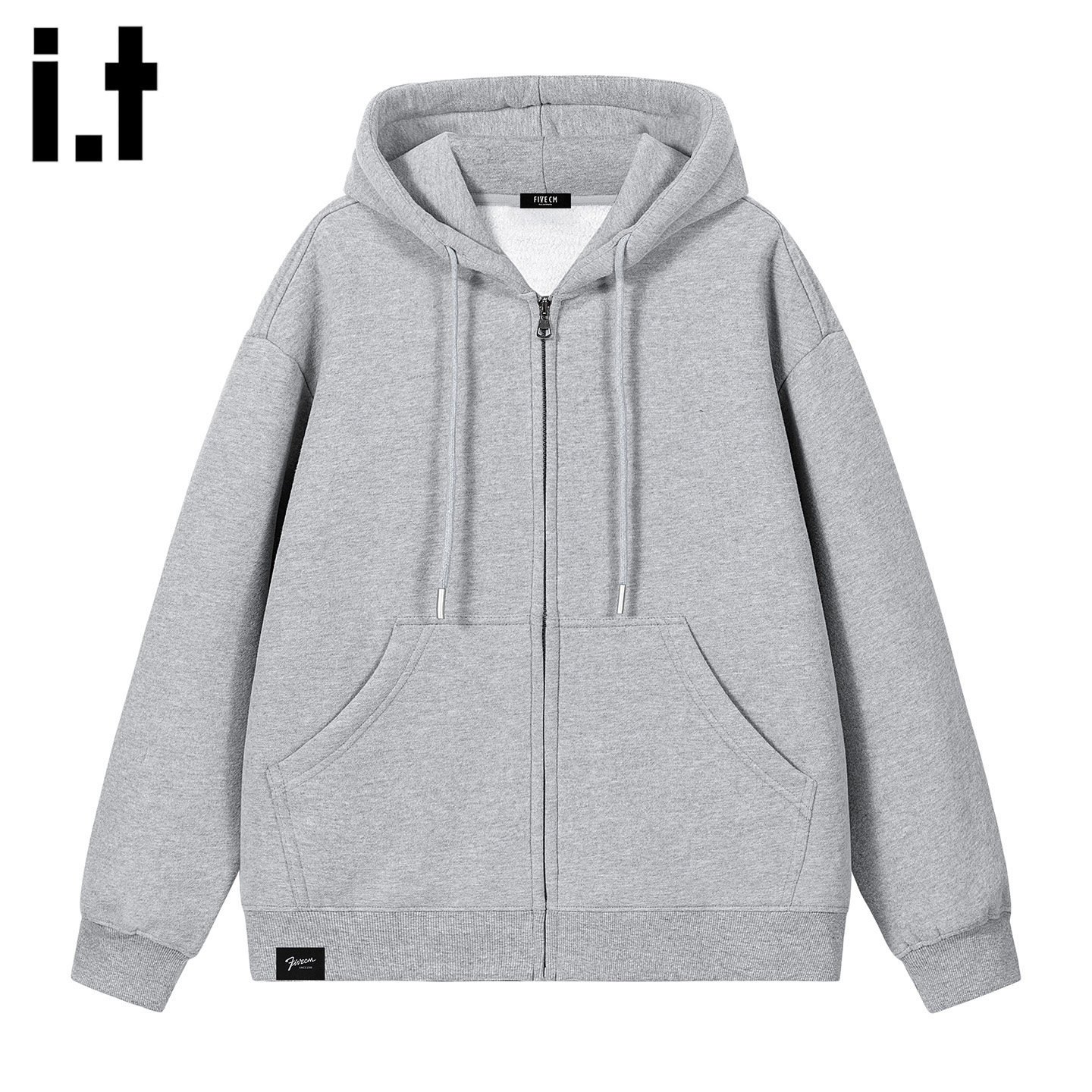 it :5cm/FIVECM灰色连帽长袖卫衣男款2026新款春宽松男士开衫外套
