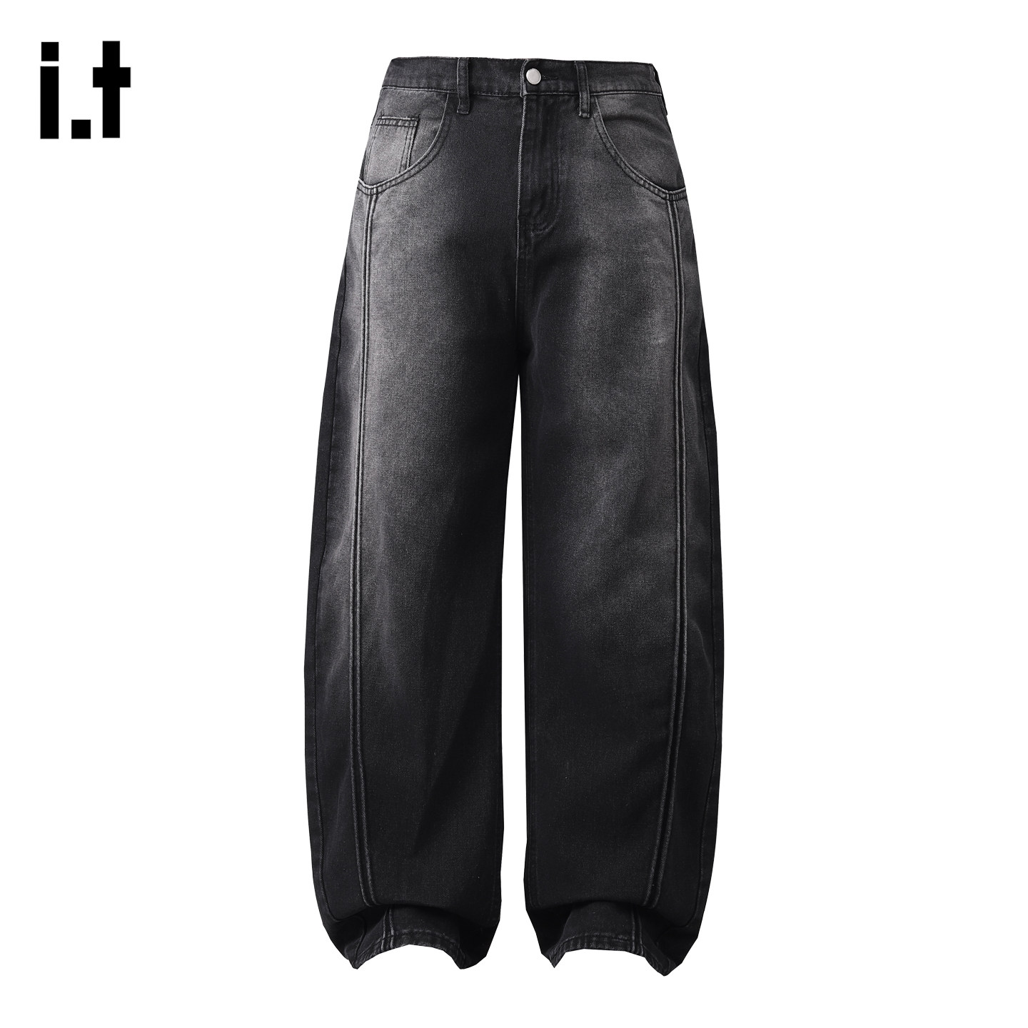 it :5cm/FIVECM美式潮流男春季水洗做旧复古阔腿长裤子潮牌牛仔裤