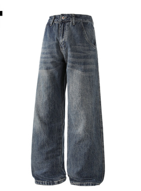 it :5cm/FIVECM美式蓝色水洗阔腿牛仔裤男士2025秋冬宽松直筒长裤