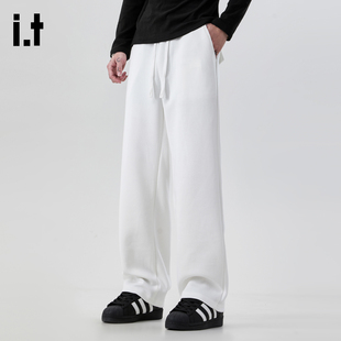 it :5cm/FIVECM白色抽绳垂感宽松卫裤男款2025新款秋冬直筒休闲裤