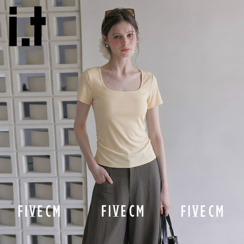 itFIVECM低方领褶皱短上衣