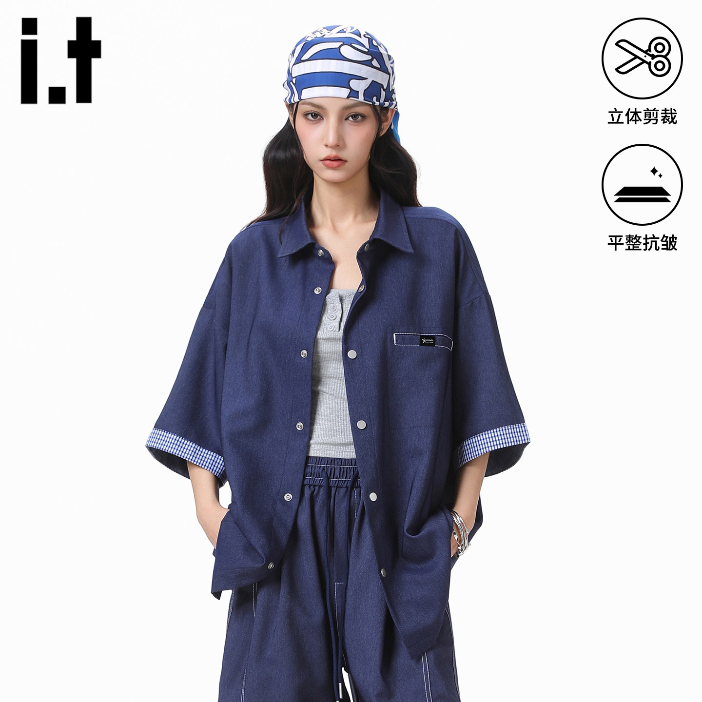 itFIVECM美式休闲工装短袖衬衫