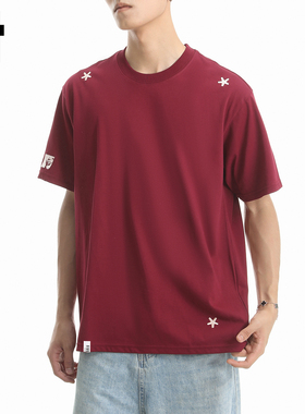 it :5cm/FIVECM美式星星印花红色短袖t恤男款2025新款夏圆领上衣