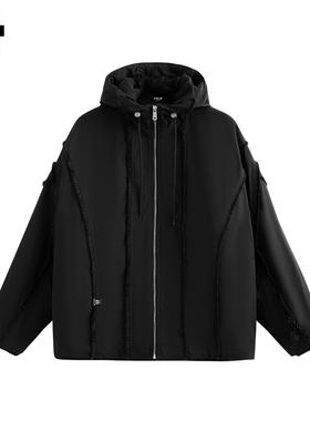 it :5cm/FIVECM潮流毛边连帽羽绒服男士2025秋季冬季保暖宽松外套