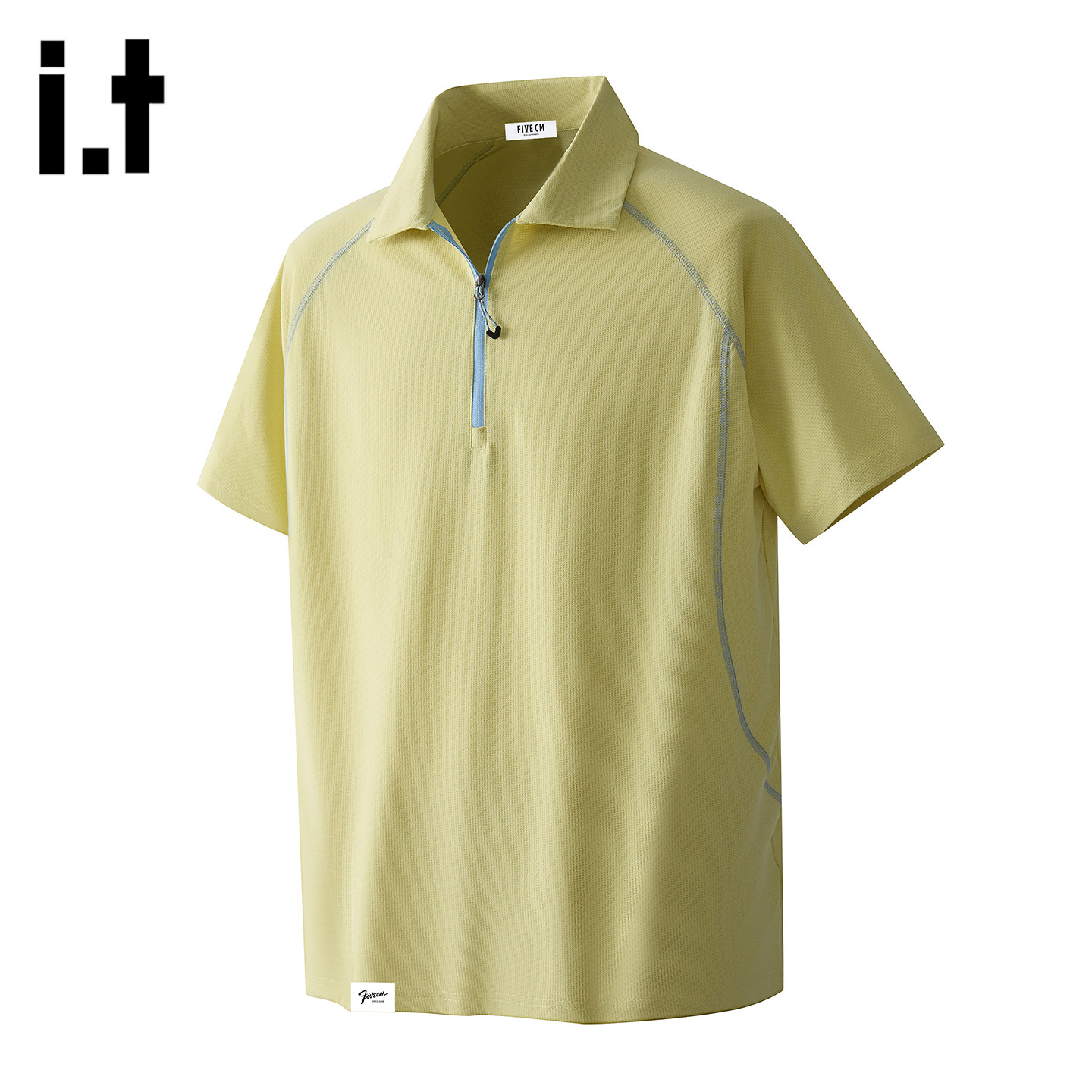 it FIVECM户外运动风翻领半拉链polo衫男女夏季短袖速干防晒T恤潮