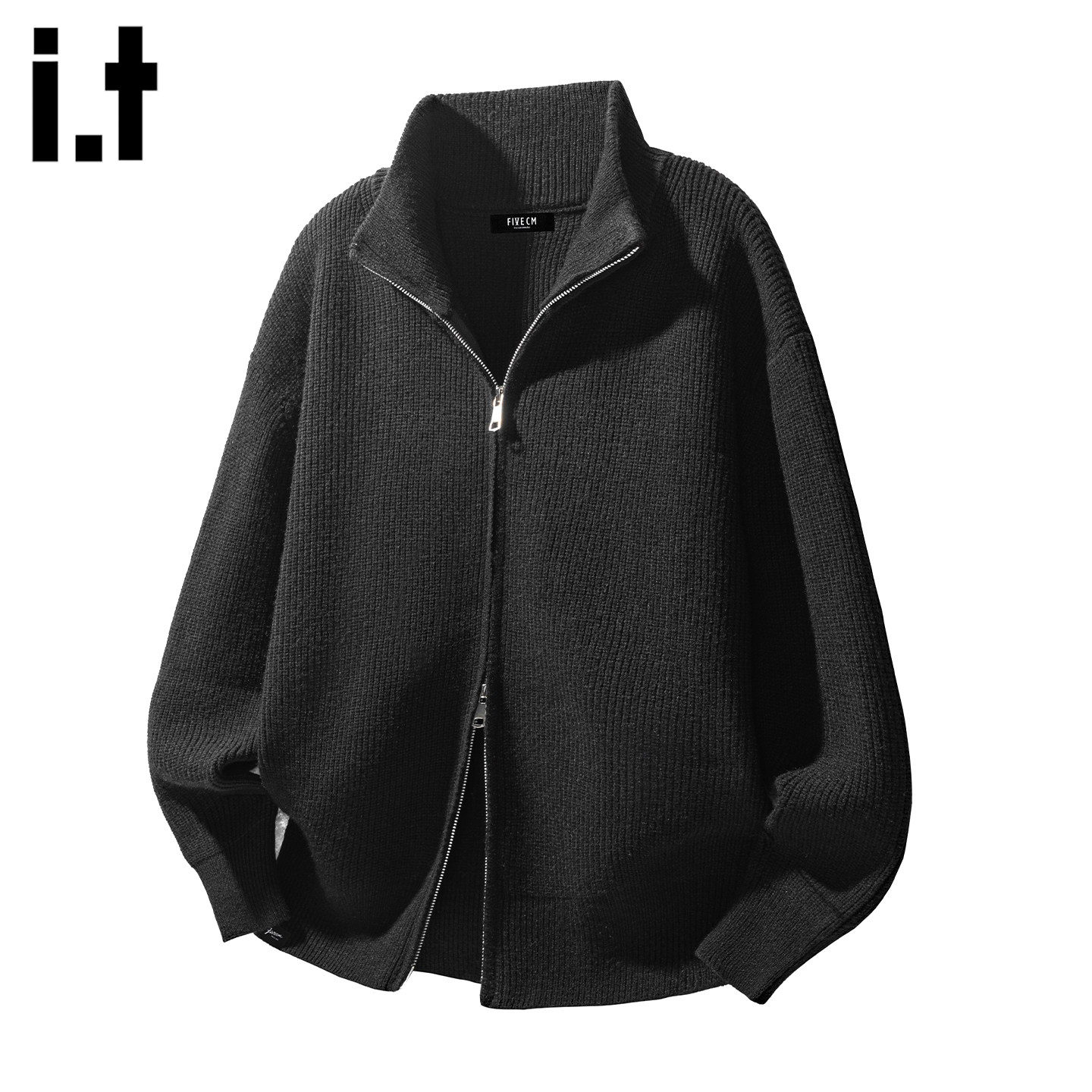 it :5cm/FIVECM美式立领针织毛衣男款春夏慵懒松弛设计感开衫外套