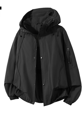 it :5cm/FIVECM黑色高级感连帽外套男2025秋冬季时尚潮流加厚夹克