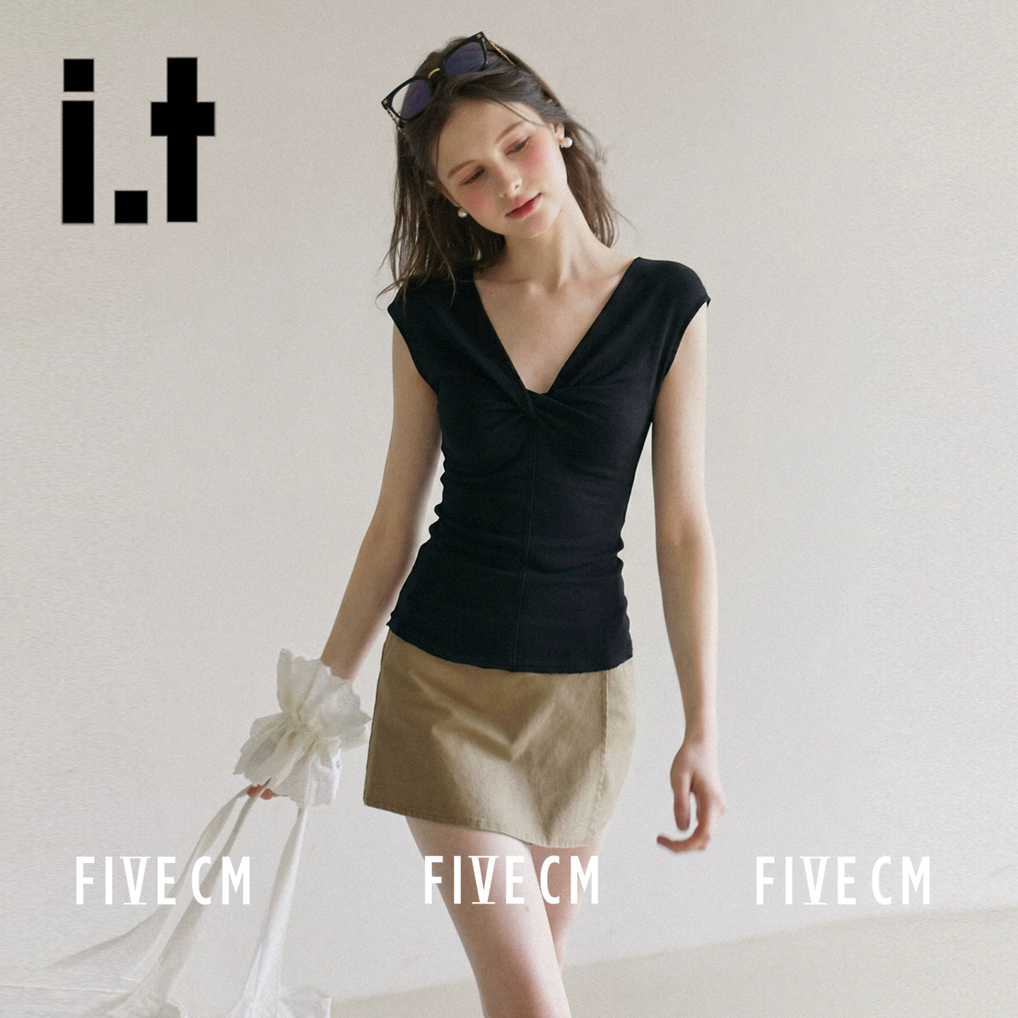 it夏季修身法式纯色T恤女