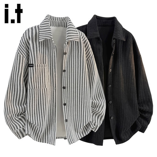 it :5cm/FIVECM痞帅雪尼尔衬衫男士2025秋季宽松翻领休闲衬衣外套