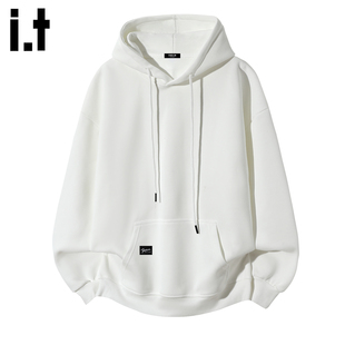 it :5cm/FIVECM白色抽绳口袋连帽卫衣男款2025新款秋冬季百搭上衣