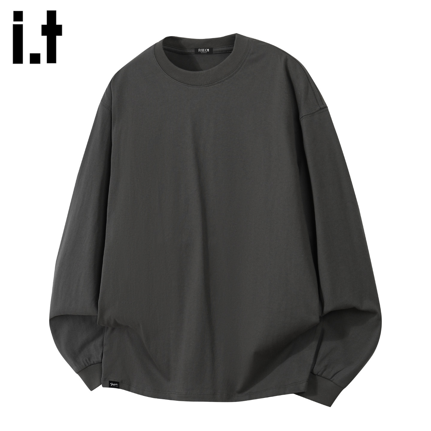 it5cm潮流纯色圆领长袖T恤休闲